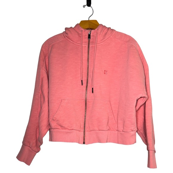 Sweaty Betty Zip Through Hoody Track Sweatshirt Athletic Jacket Pink Size Medium - Picture 9 of 15